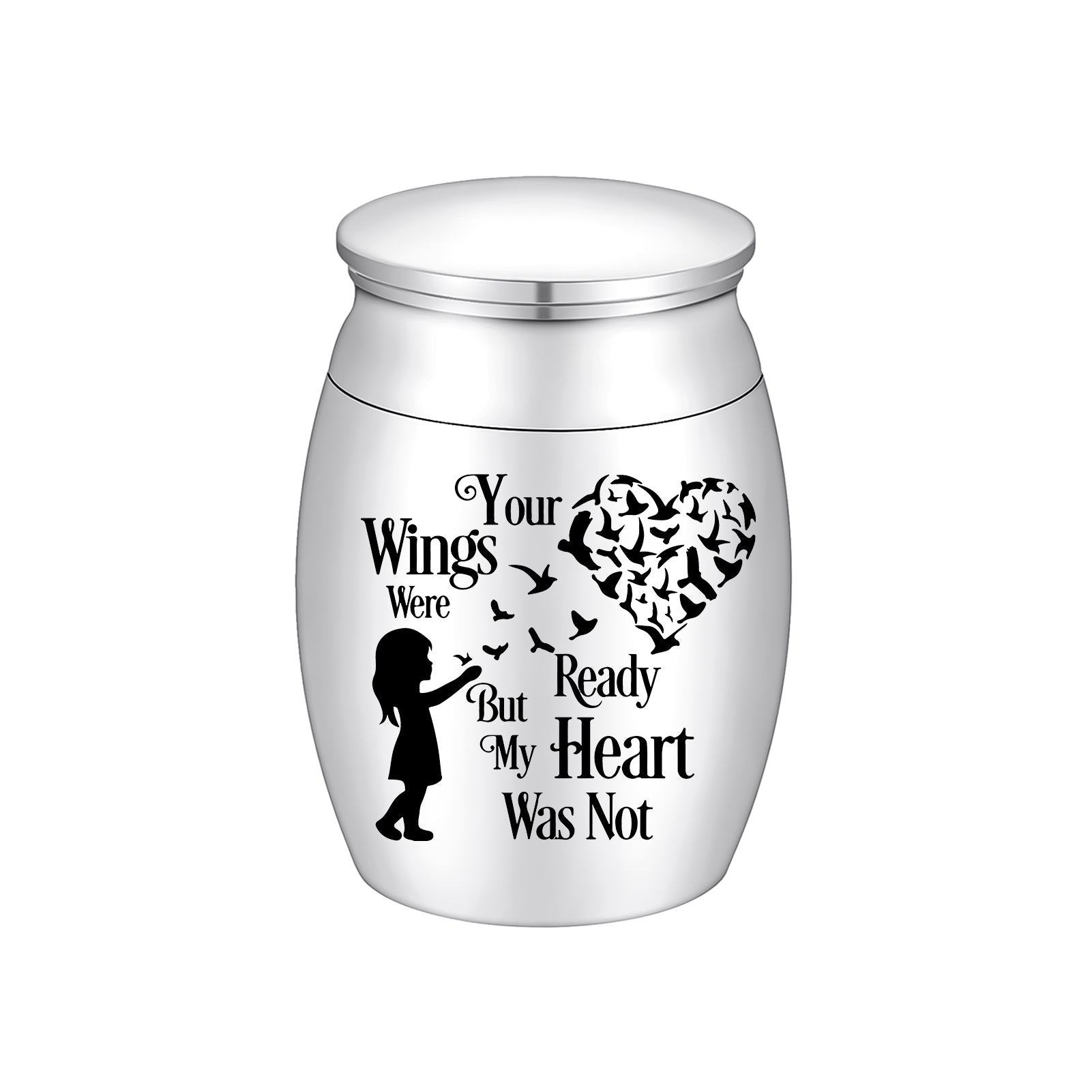 Sentimental Memorial Urn: Girl & Bird-Heart Design