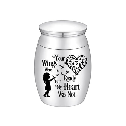Sentimental Memorial Urn: Girl & Bird-Heart Design