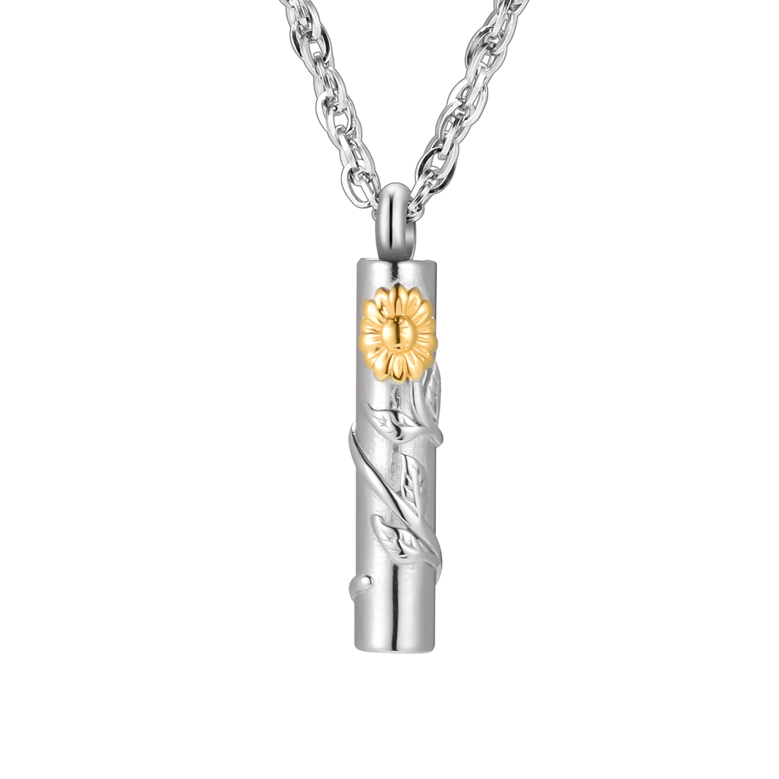 Cylindrical Sunflower Cremation Pendant