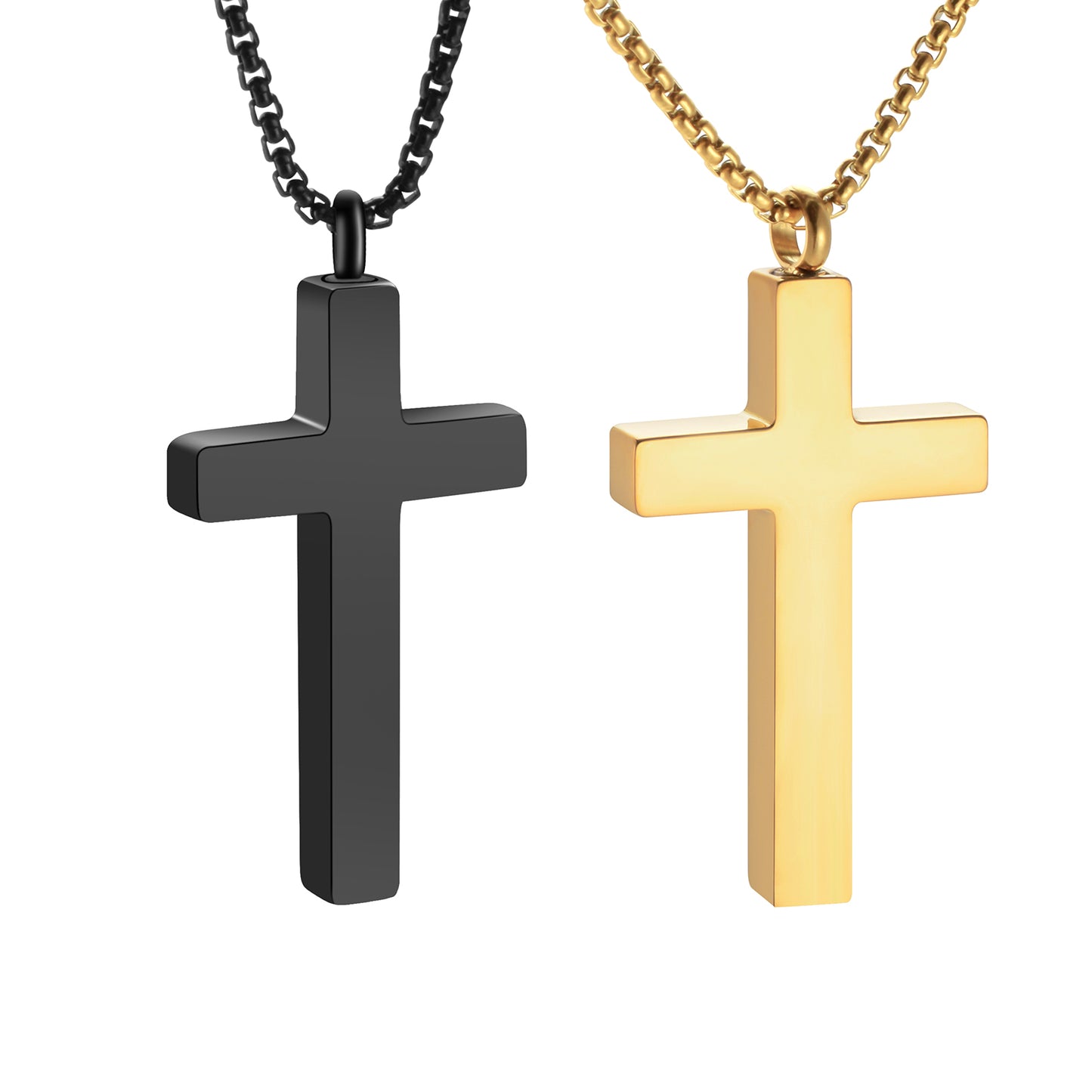 Cross - Shaped Memorial Urn Pendants: Black and Gold Keepsake Necklaces