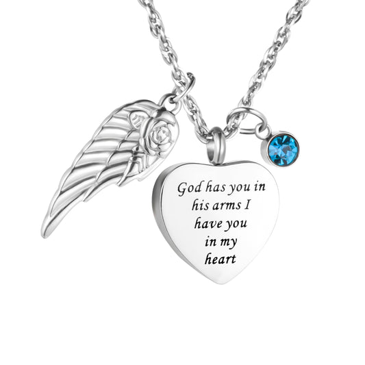 Memorial Urn Necklace: Engraving ‘God Has You in His Arms’ Inscription