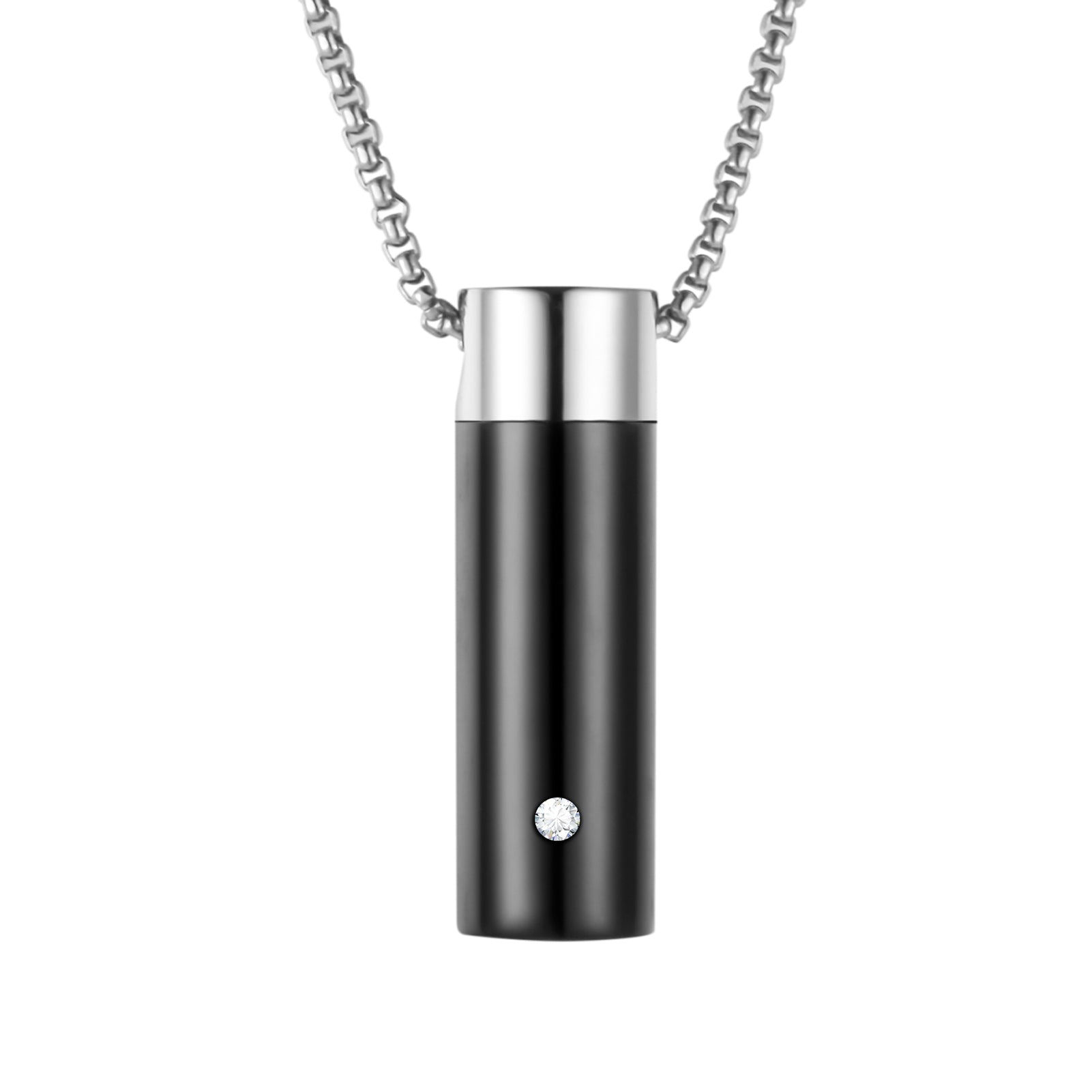 Black Cylinder Cremation Necklace
