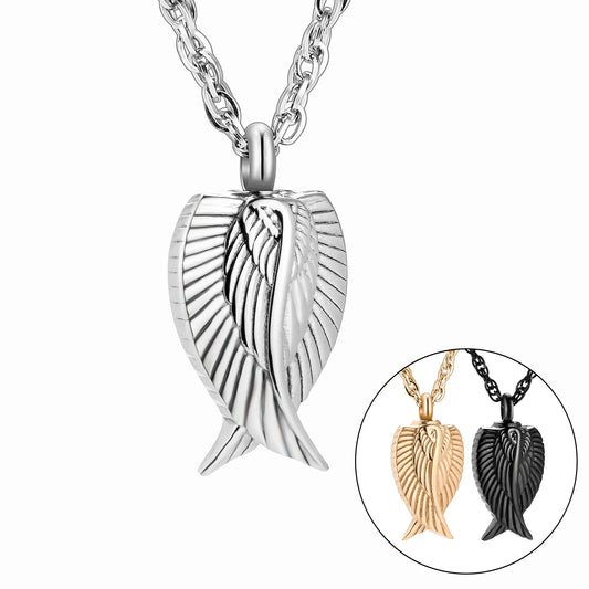 Multi Toned Winged Angel Pendant Necklace