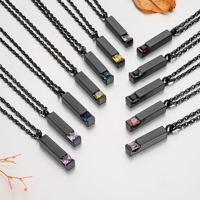 Customizable Month Memorial Necklace with Birthstone Stones