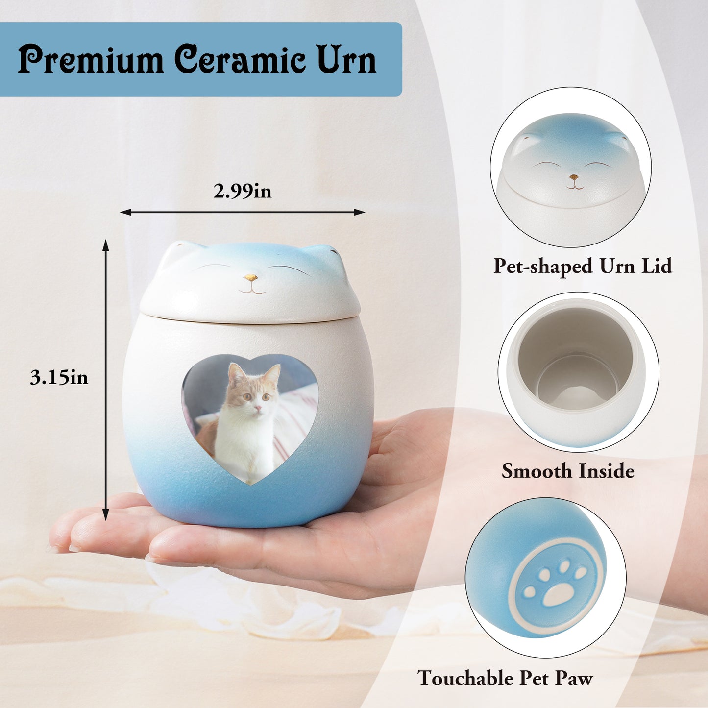 Smiley Shaped Pet Urn for Cat or Dog Memorial Keepsake