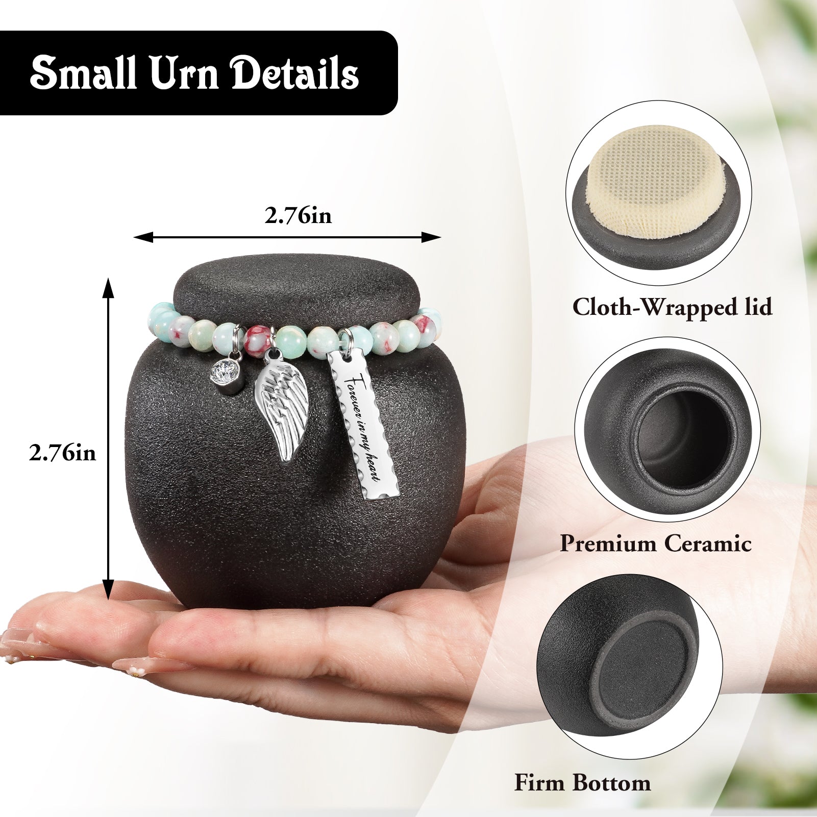 Ceramic 2.76 Inches Urn for Human Ashes Keepsake