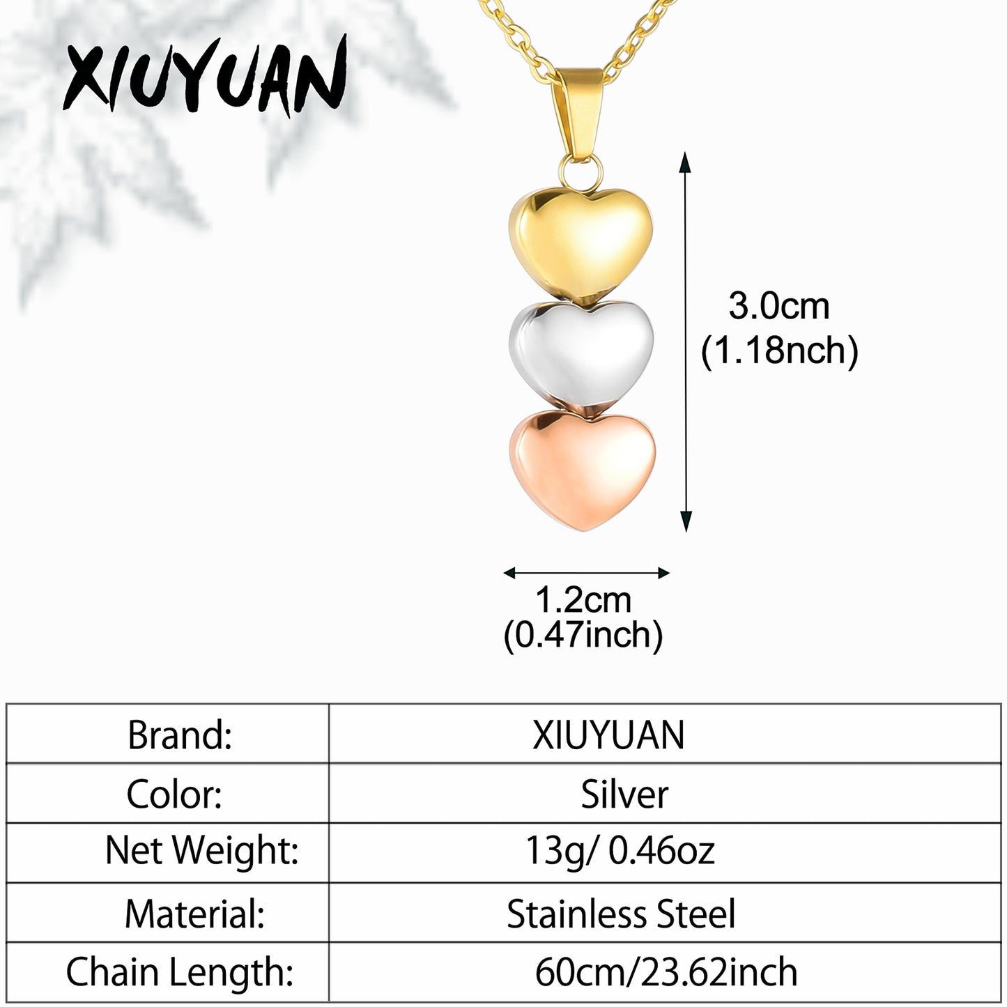 Three Heart Necklace for Ashes