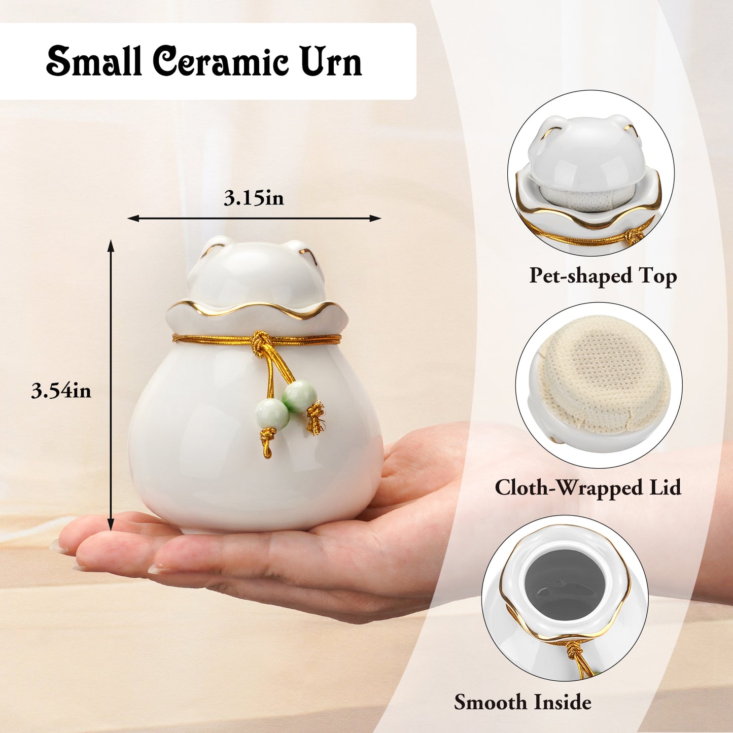 Ceramic Pet Memorial Urn for Cat or Dog