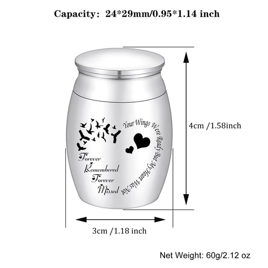 Heart and Bird Memorial Urn: 'Your Wings Were Ready But My Heart Was Not'