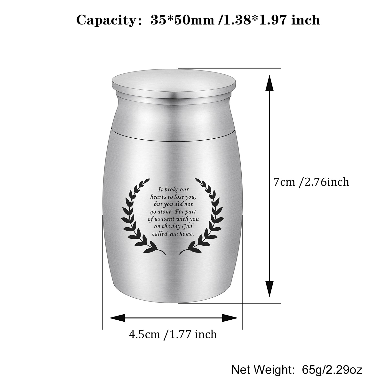 Aluminum Memorial Urns with Engraved Laurel Wreath & Poem