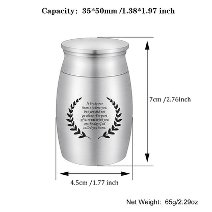 Aluminum Memorial Urns with Engraved Laurel Wreath & Poem