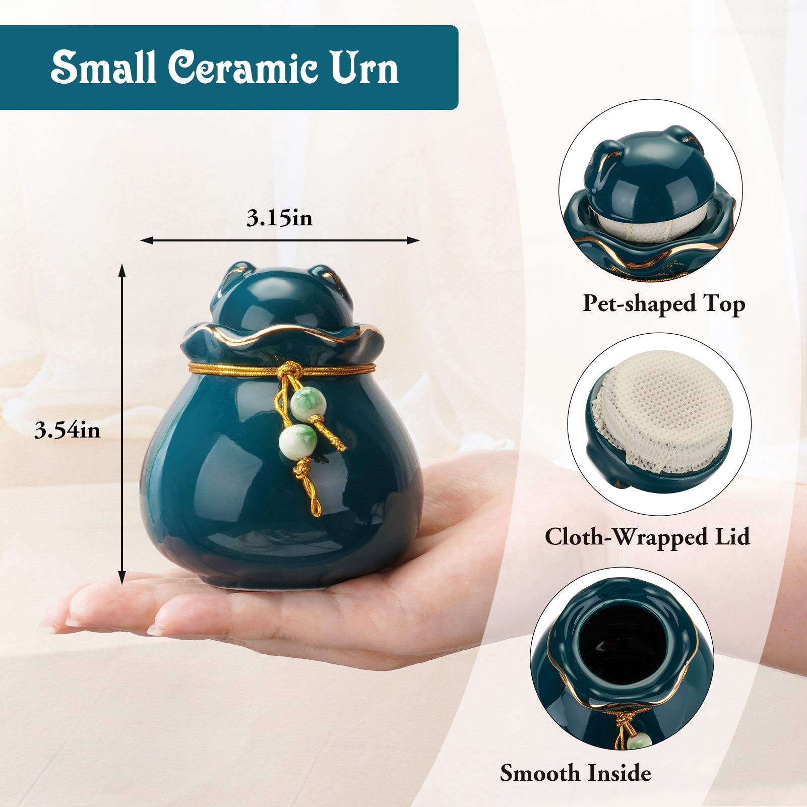 Ceramic Pet Memorial Urn for Cat or Dog