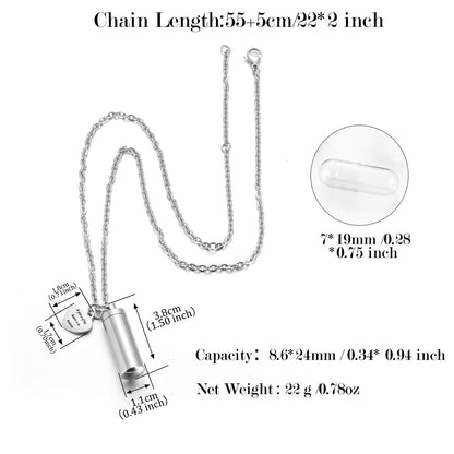 Cylindrical Memorial Keepsake Necklace: Heart Charm & Urn for Loved Ones