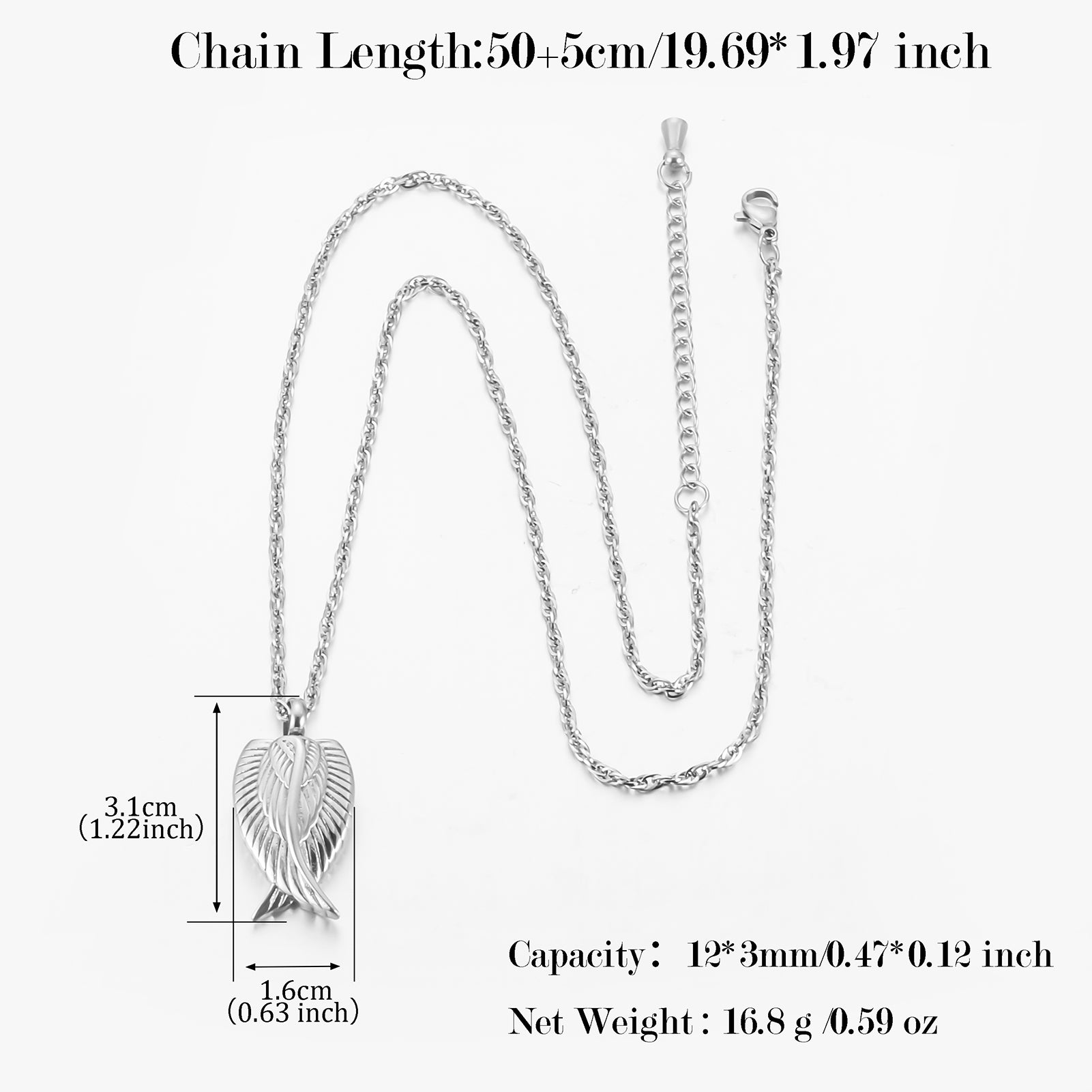 Multi Toned Winged Angel Pendant Necklace