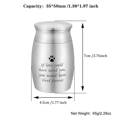 Aluminum Pet Memorial Urns with 'If Love Could Have Saved You' Engraving