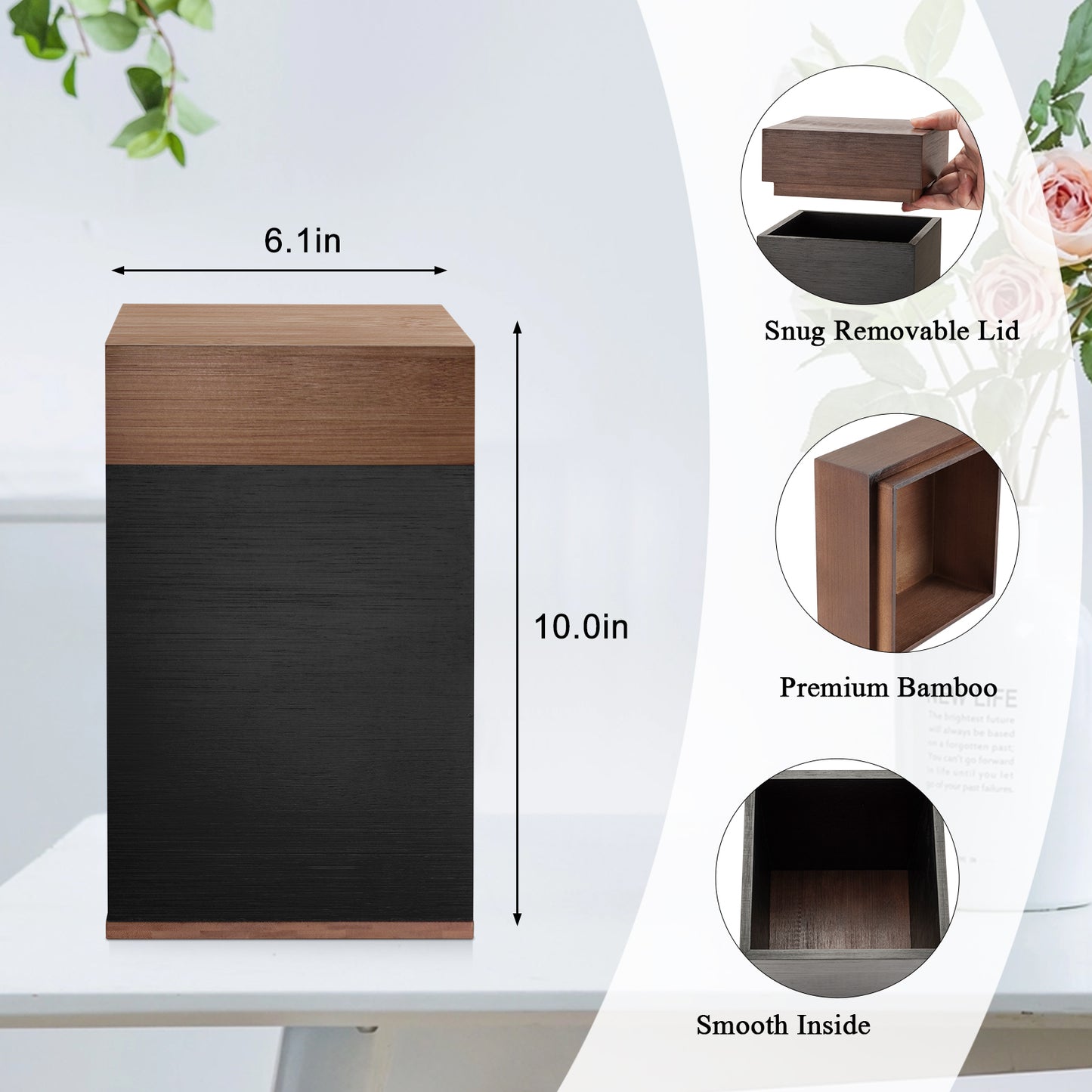 Large Cremation Wood Urn for Ashes