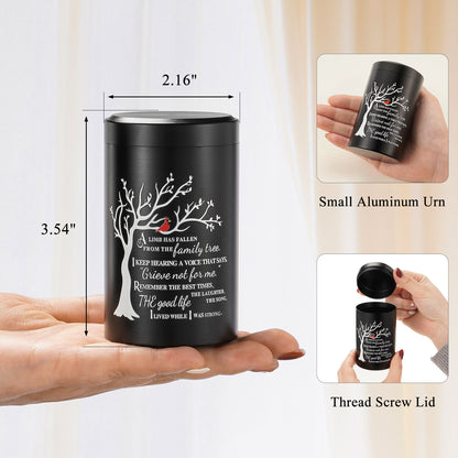 Small Aluminum Keepsake Urn for Human Ashes -Tree of Life