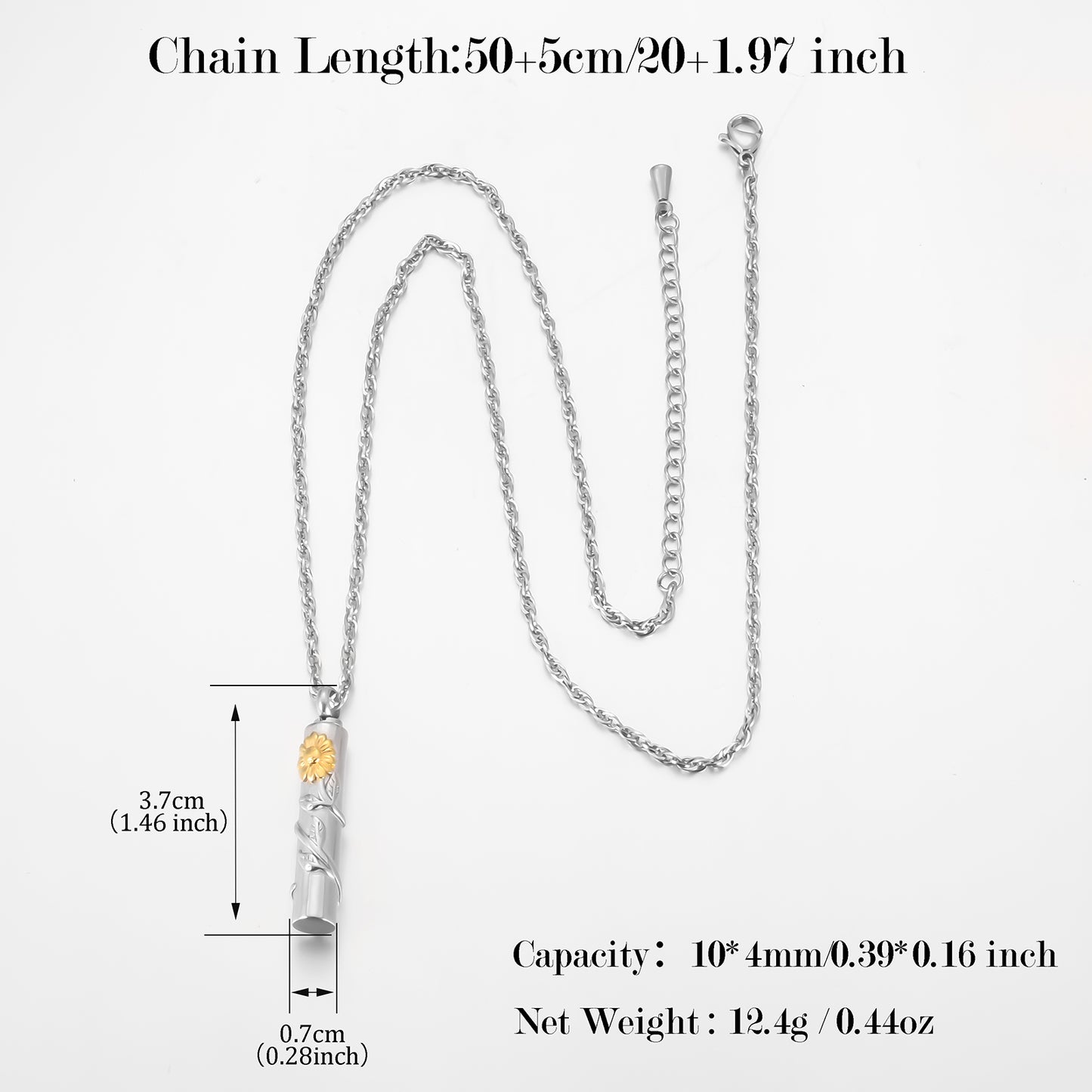 Cylindrical Sunflower Cremation Pendant