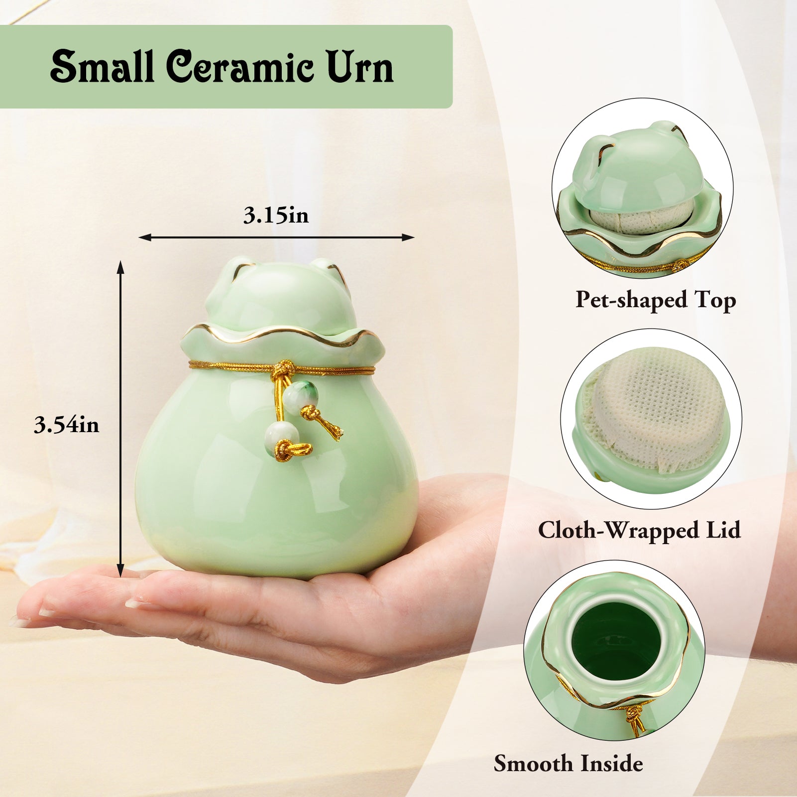 Ceramic Pet Memorial Urn for Cat or Dog