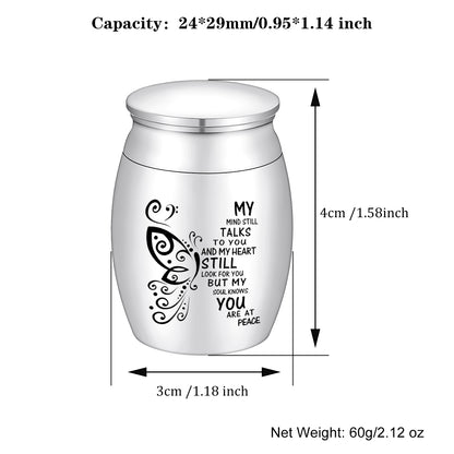 Memorial Urn with Butterfly Design & 'My Mind Still Talks to You' Inscription