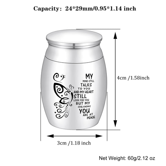 Memorial Urn with Butterfly Design & 'My Mind Still Talks to You' Inscription