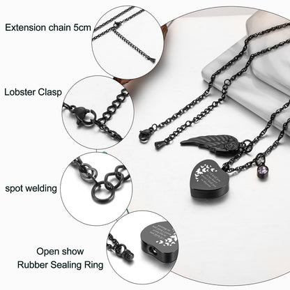 Dark Romantic Heart Memorial Necklace