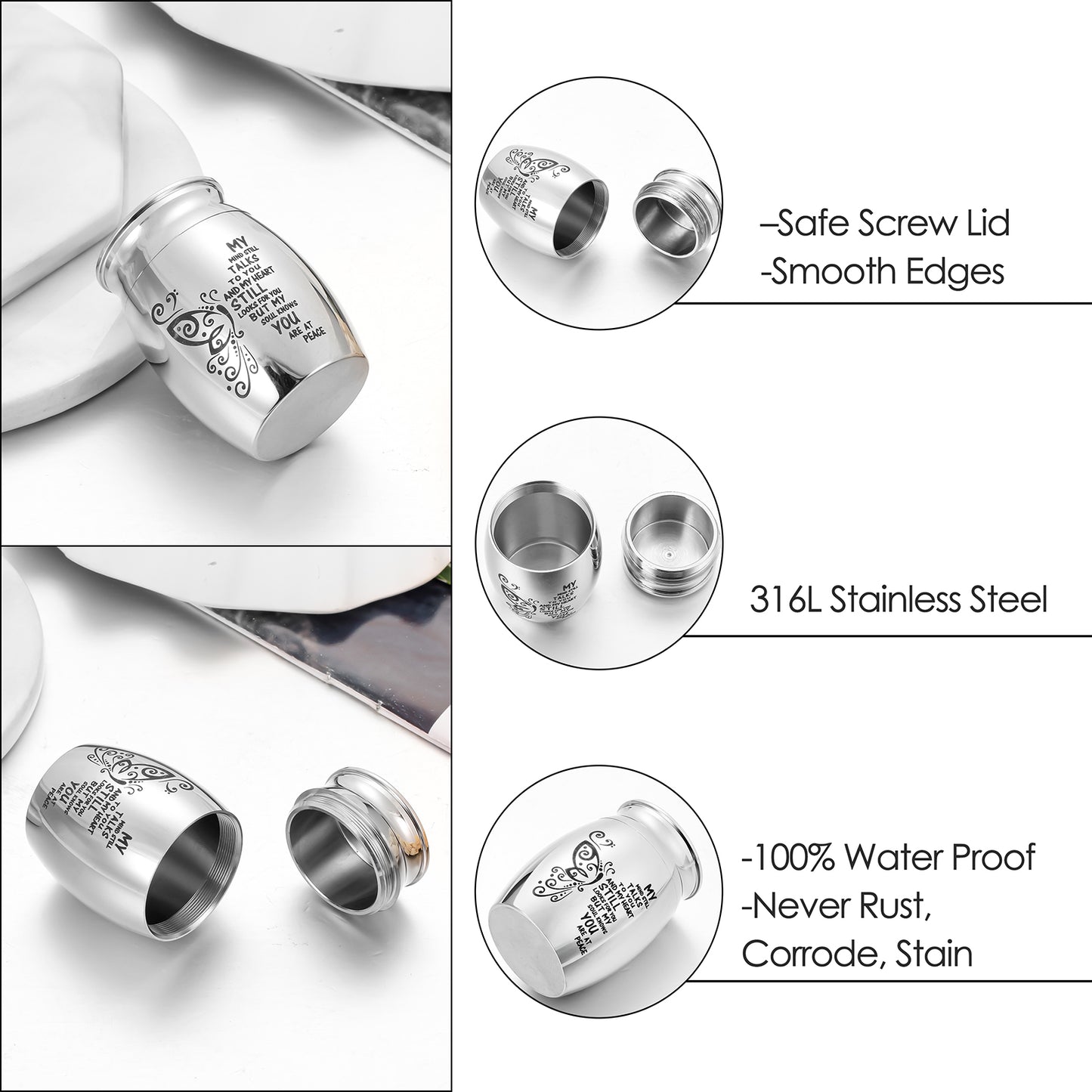 Memorial Urn with Butterfly Design & 'My Mind Still Talks to You' Inscription