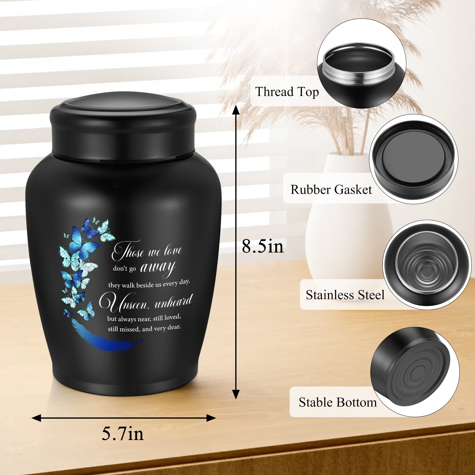 Stainless Steel Large Urn for Human Ashes