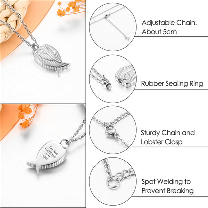 Multi Toned Winged Angel Pendant Necklace