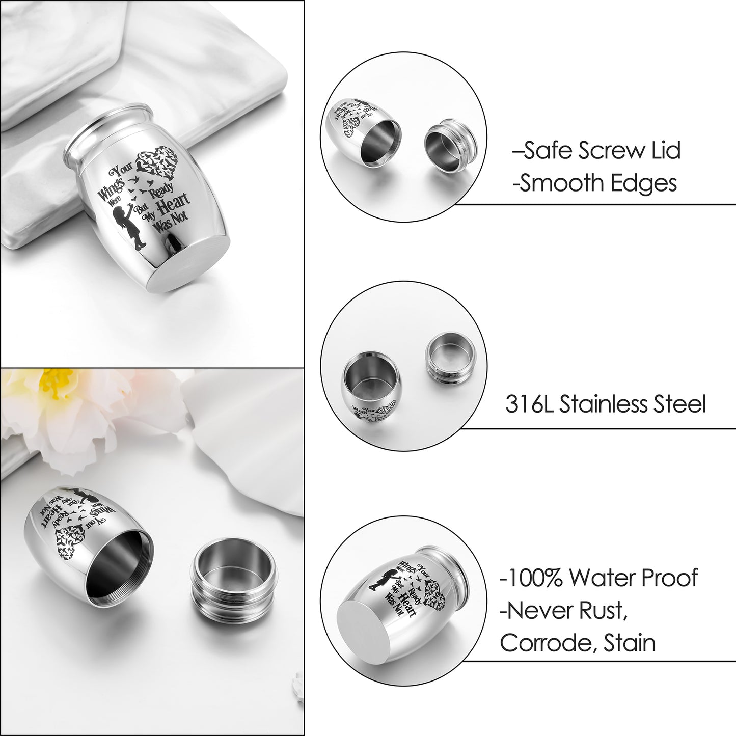 Sentimental Memorial Urn: Girl & Bird-Heart Design