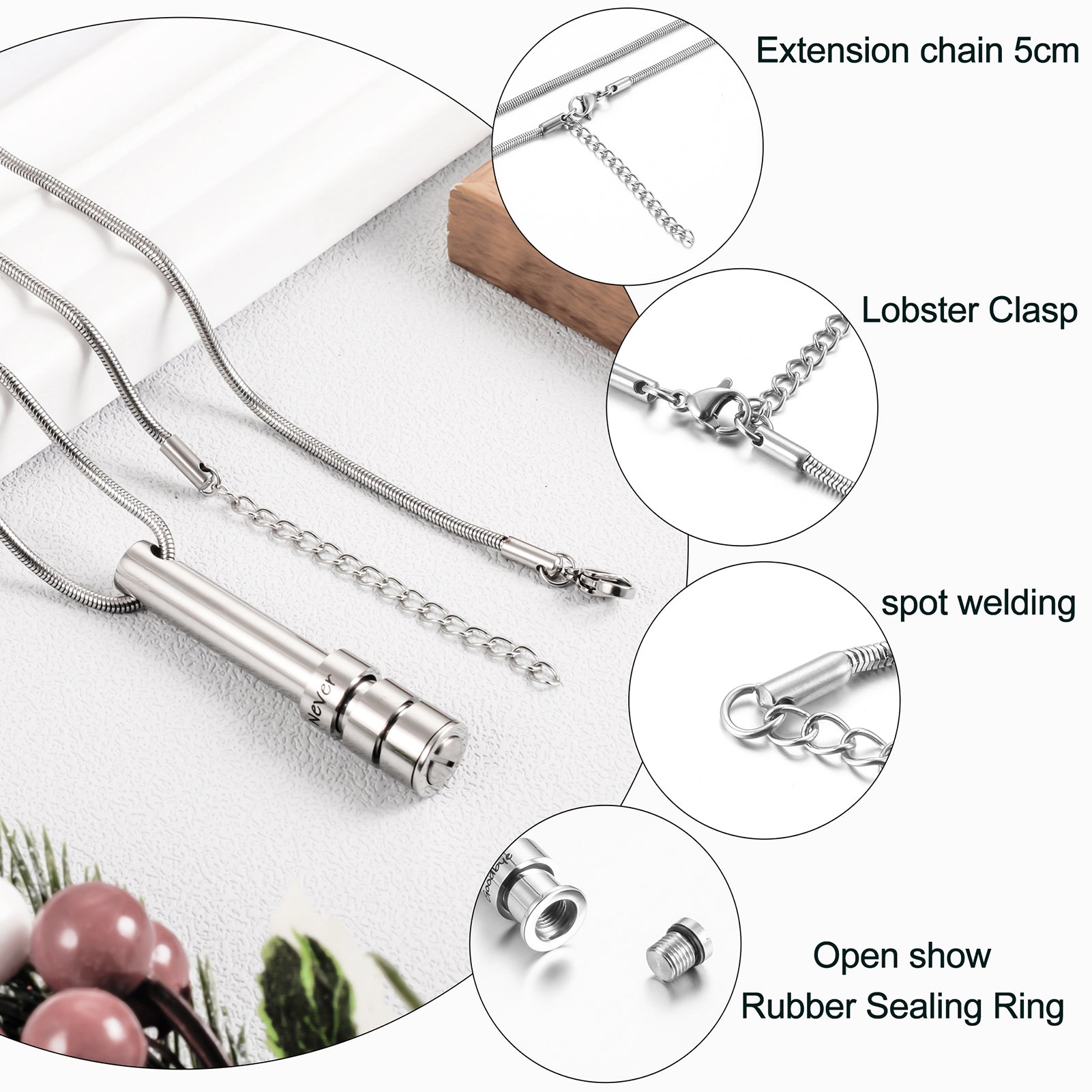 Bar Memorial Cremation Necklace