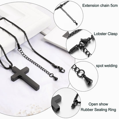 Cross - Shaped Memorial Urn Pendants: Black and Gold Keepsake Necklaces