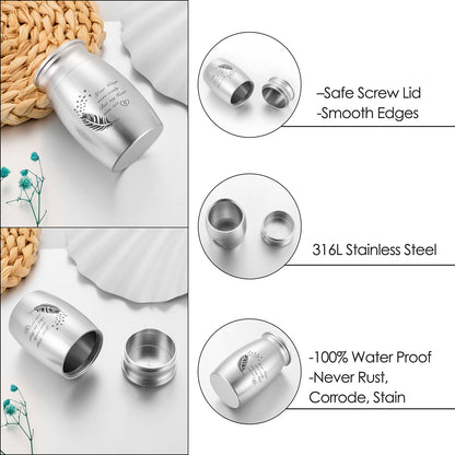 Heartfelt Memorial Urns: Engraved Feather, Birds & 'Your Wings were ready