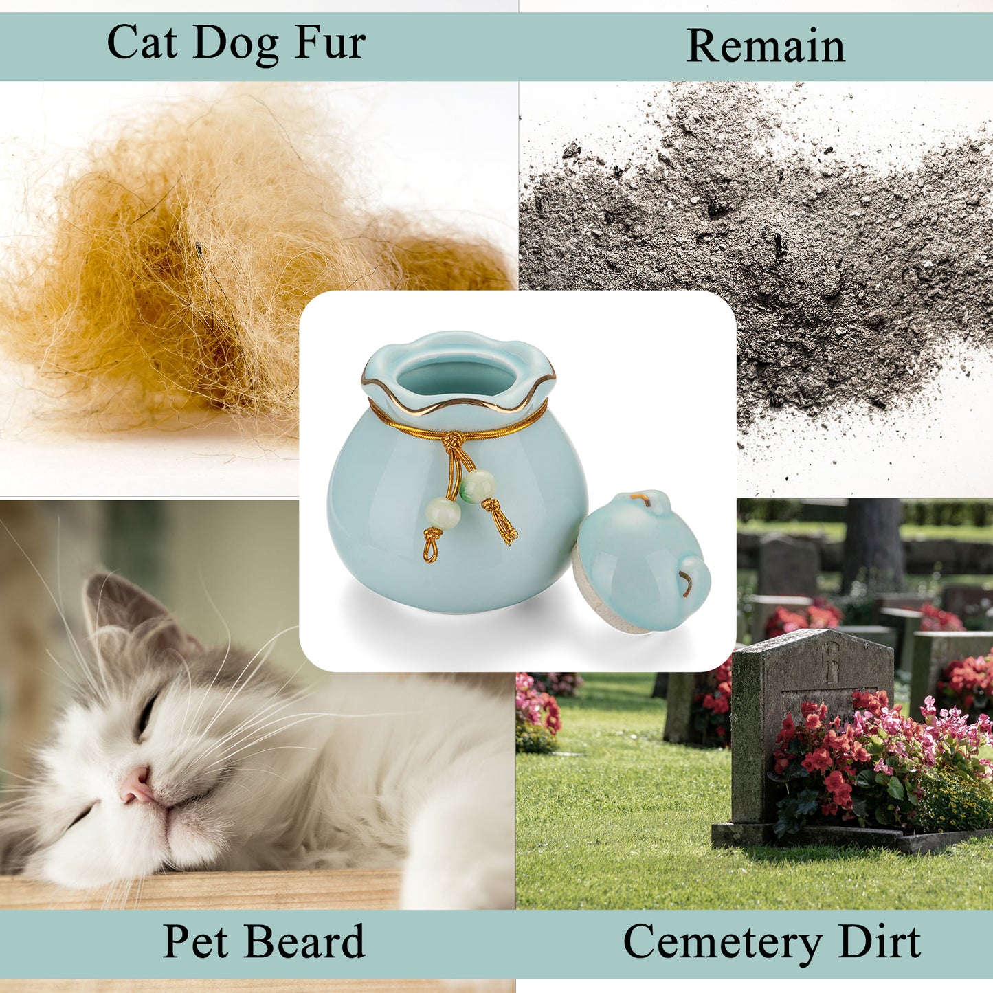 Ceramic Pet Memorial Urn for Cat or Dog