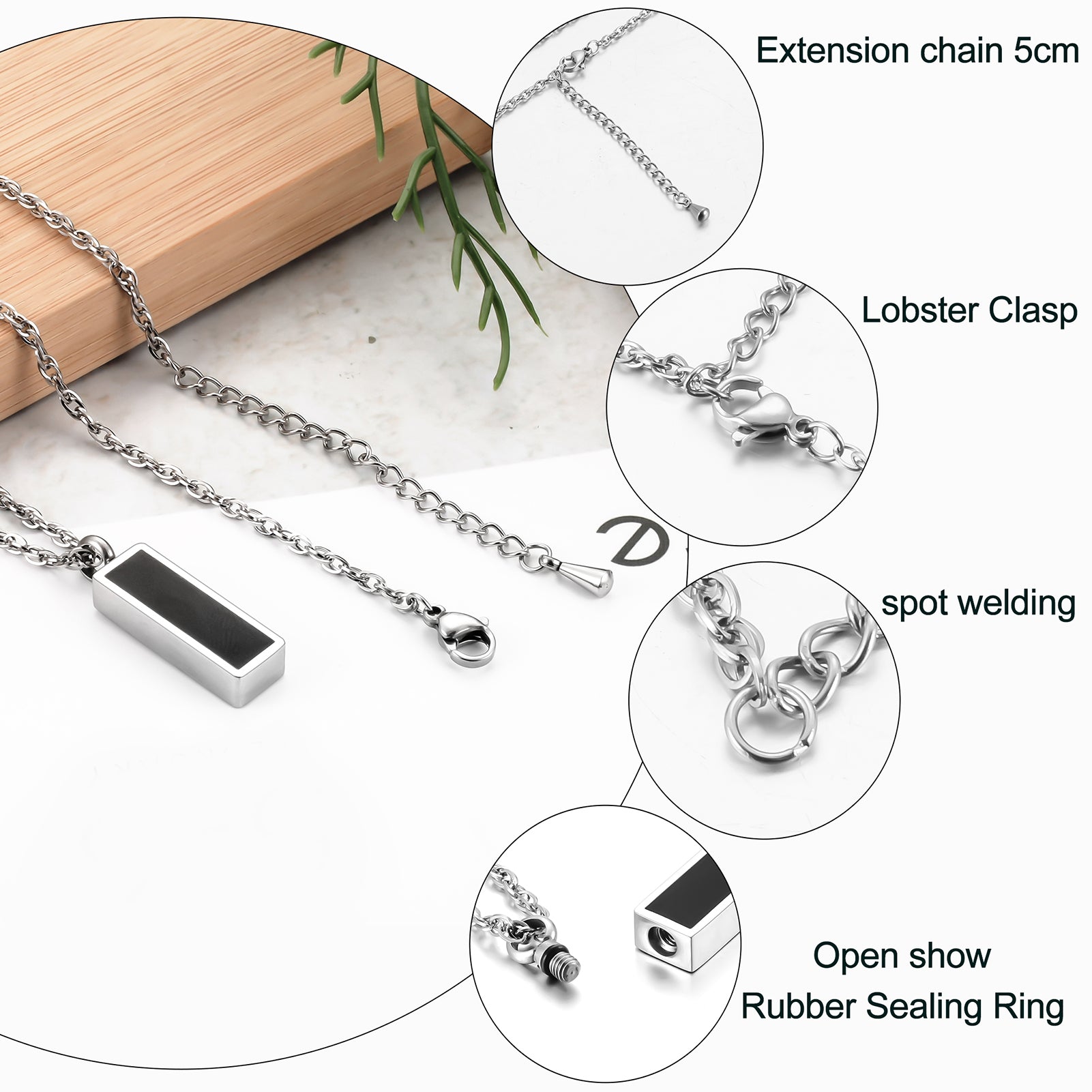 Black Bar Cremation Necklace