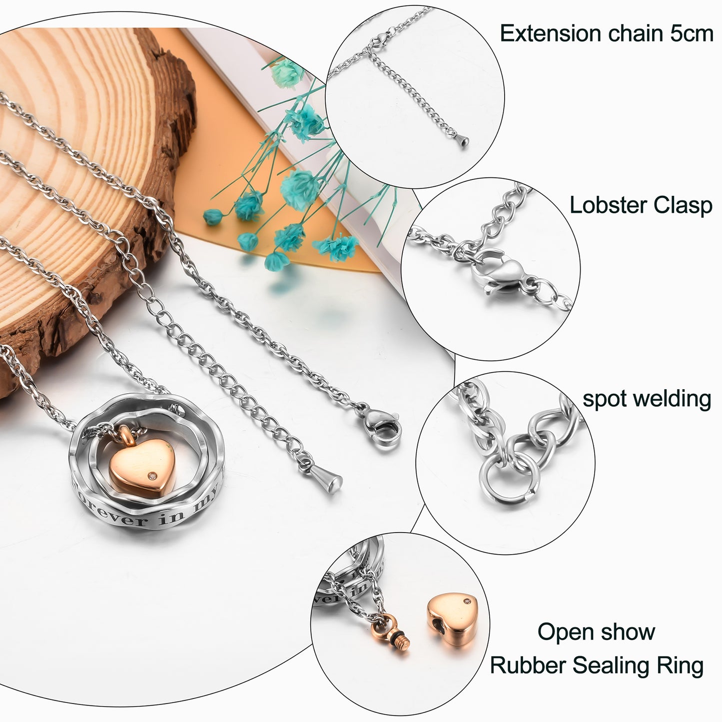 Heart Cremation Pendant Necklace