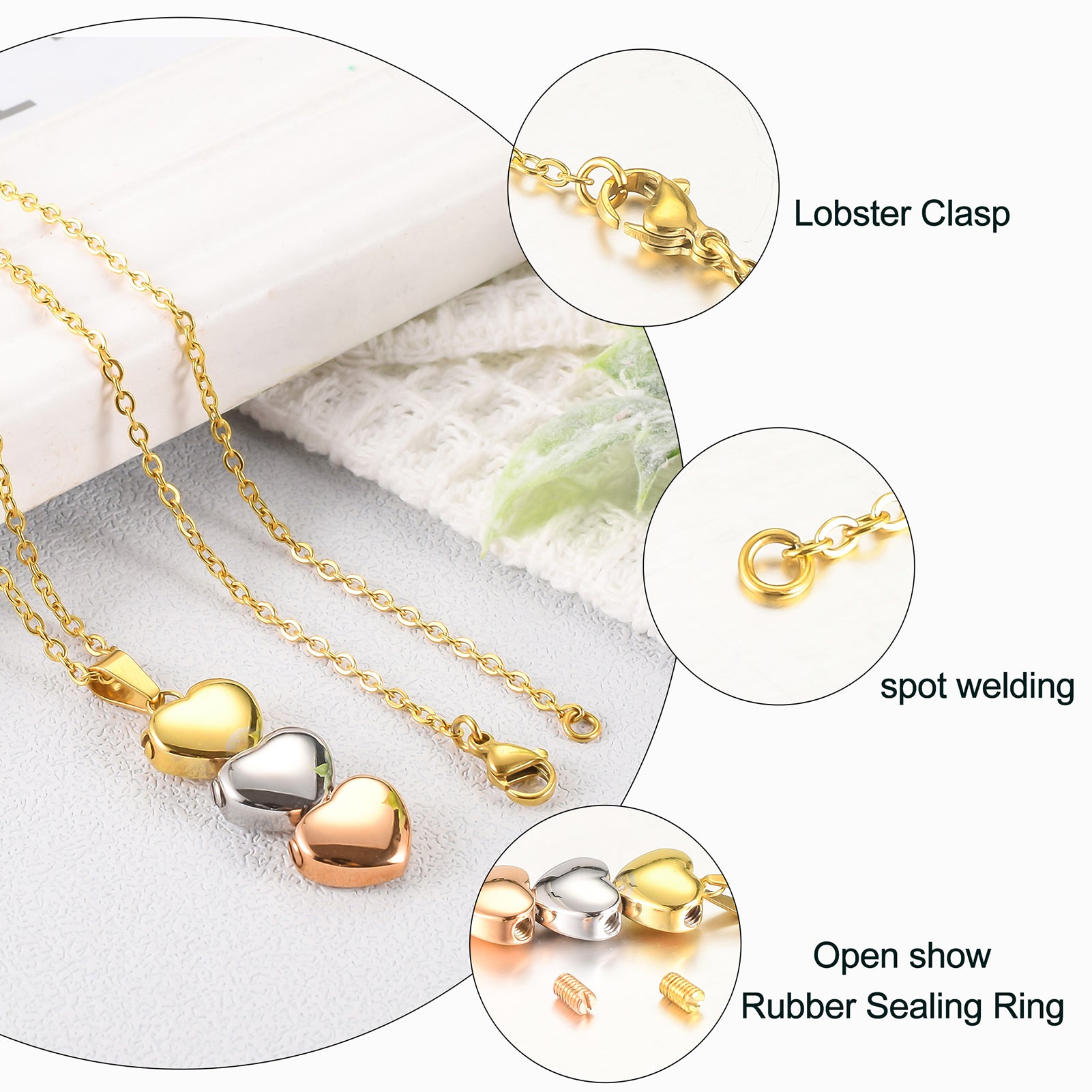 Three Heart Necklace for Ashes