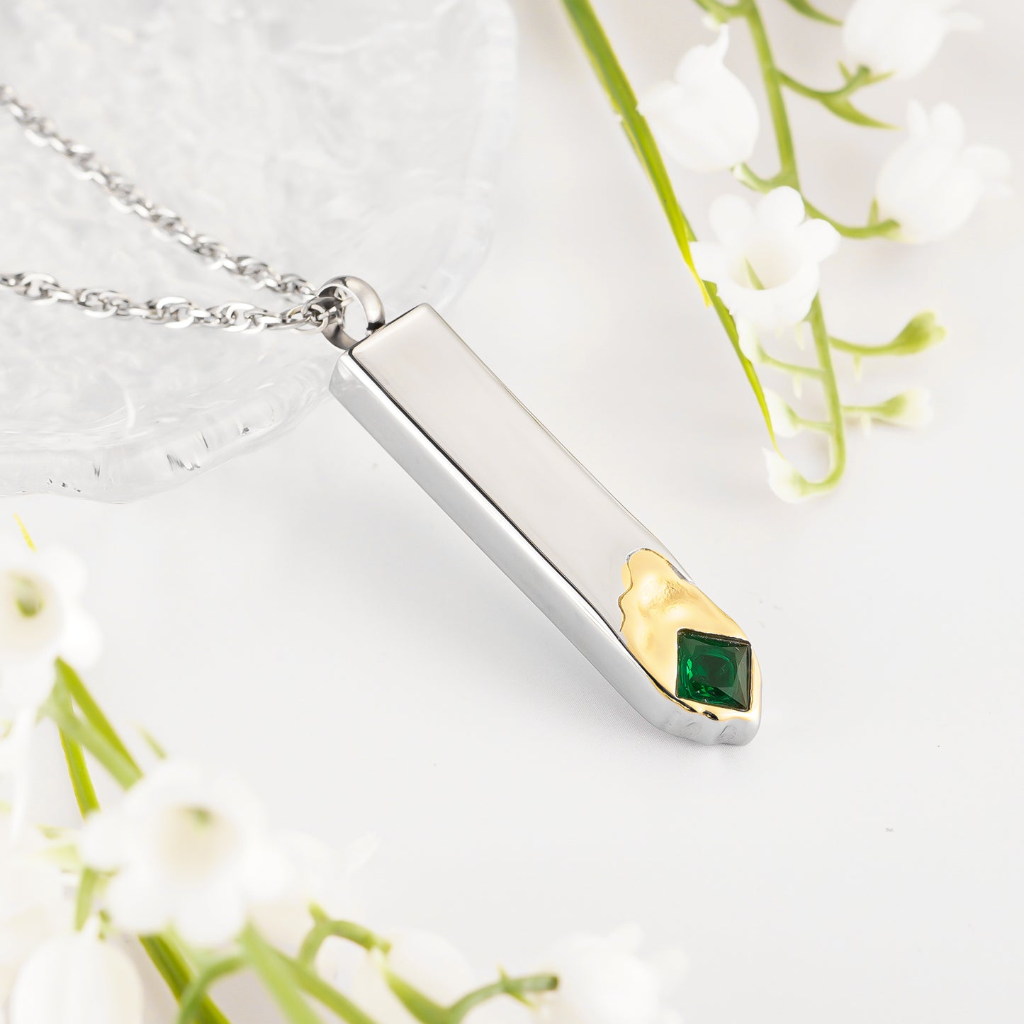 Customized Cube Ashes Necklace, Bar Urn Necklace for Ashes