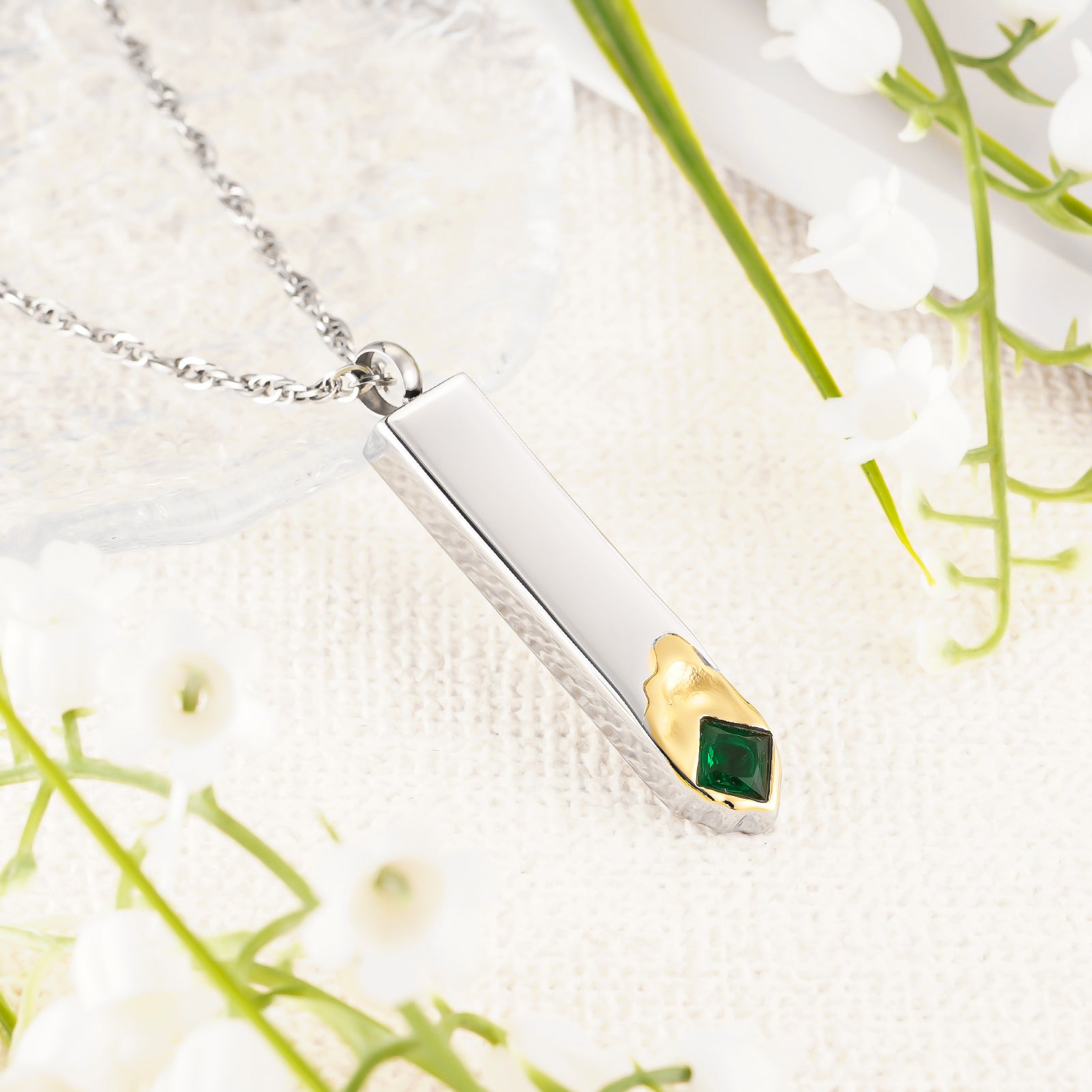 Customized Cube Ashes Necklace, Bar Urn Necklace for Ashes