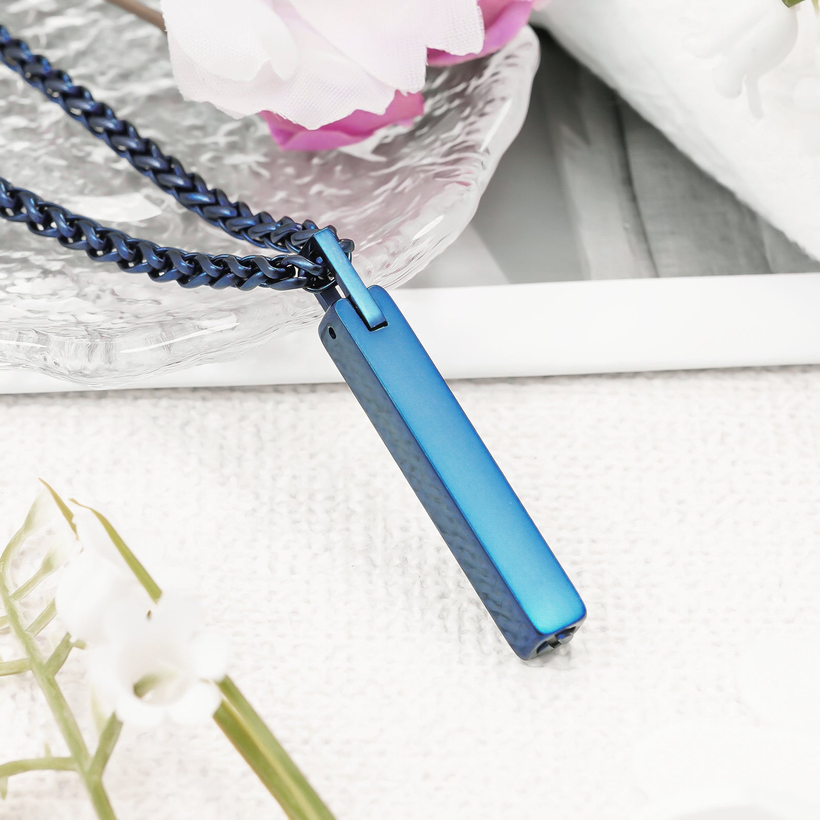 cremation bar necklace, ashes pendant for human