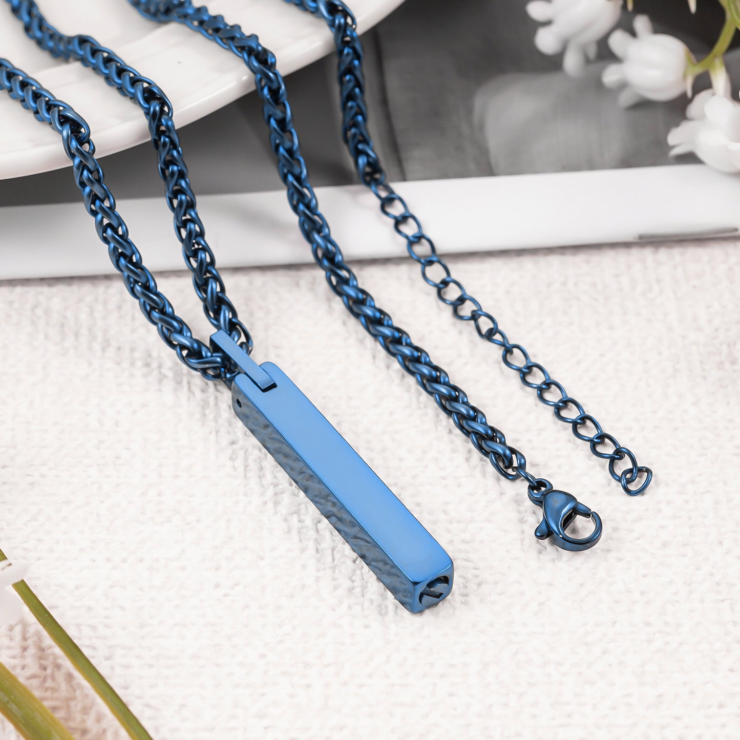 cremation bar necklace, ashes pendant for human