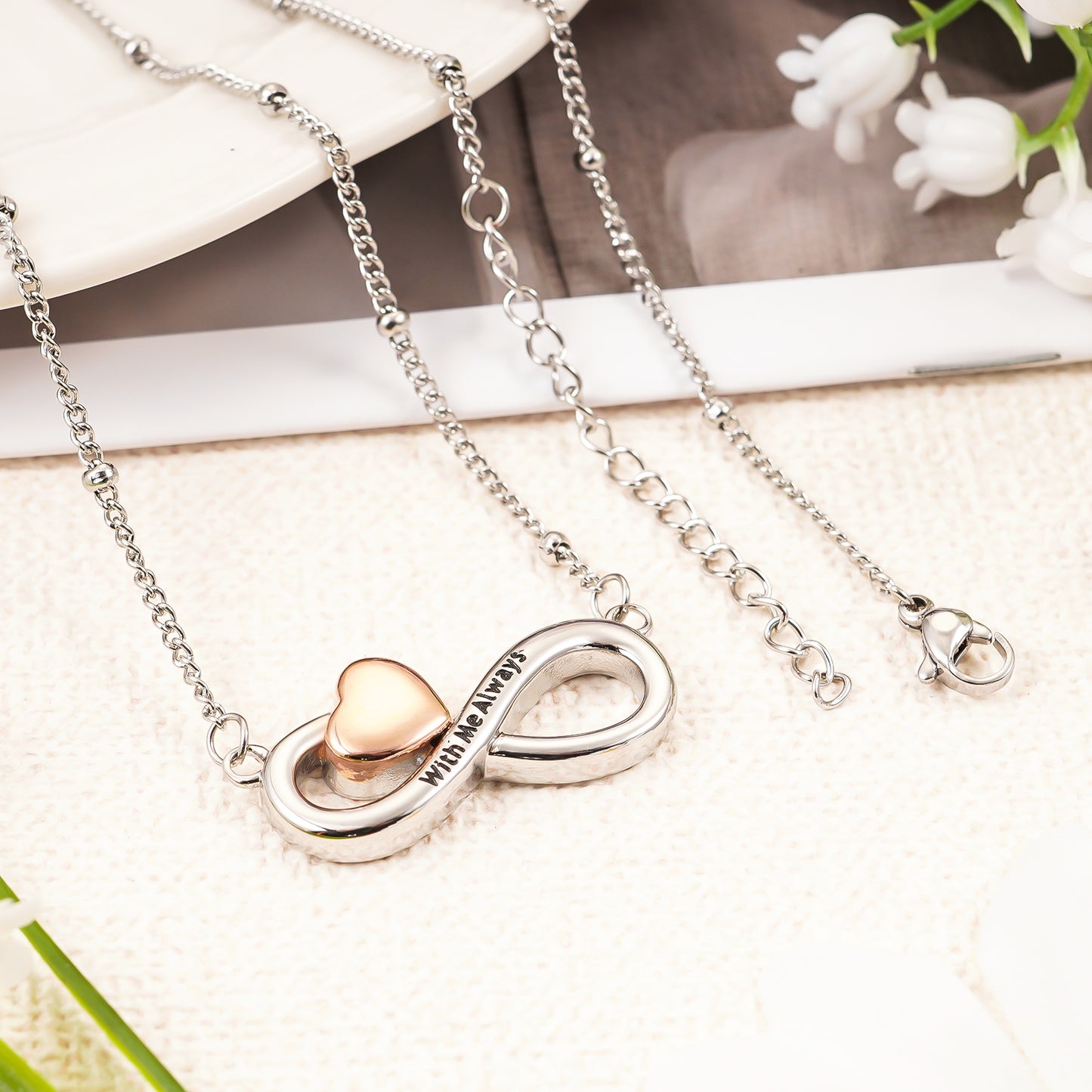 Infinity urn necklace, Ash urn necklace