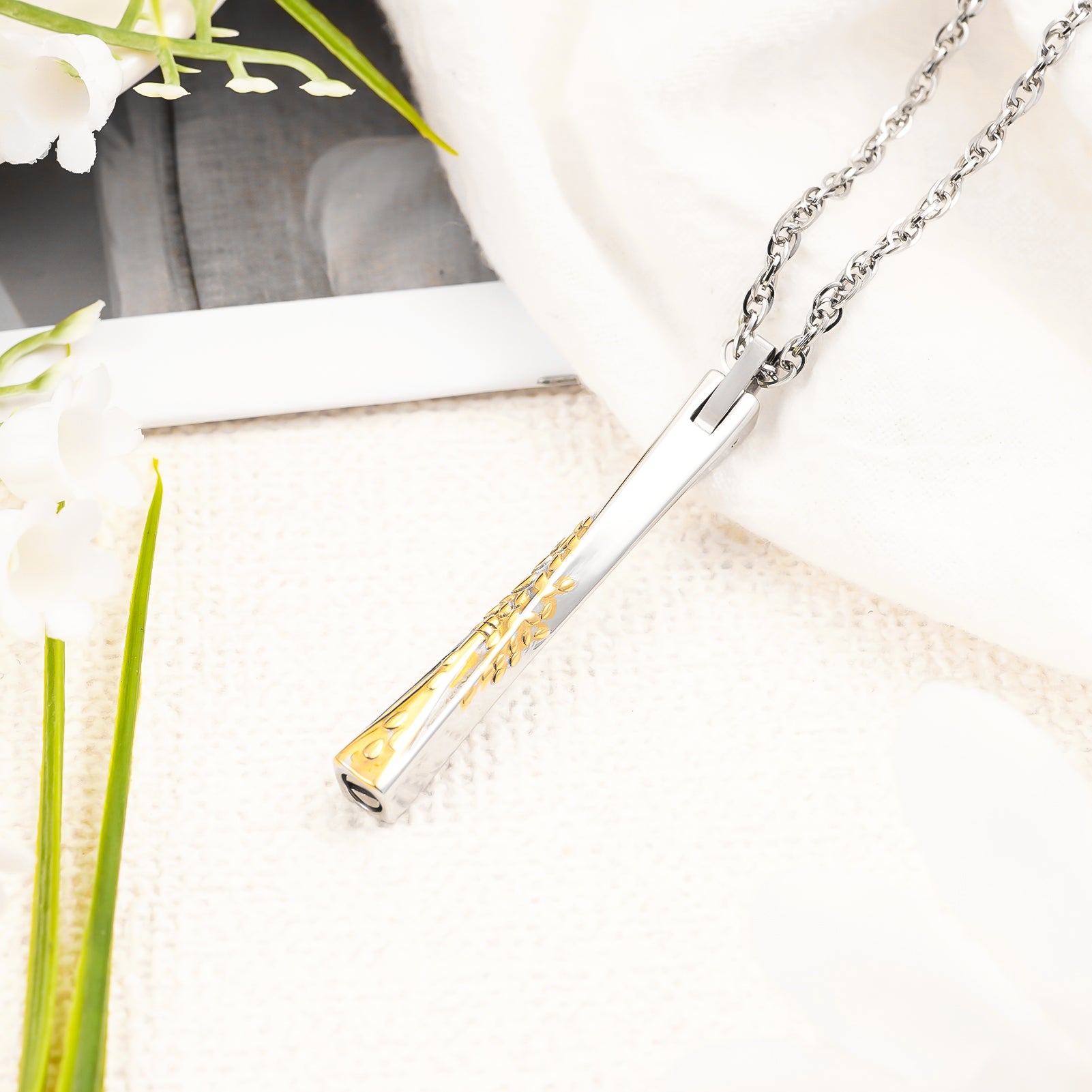 Menorah Bar Cremation Necklace