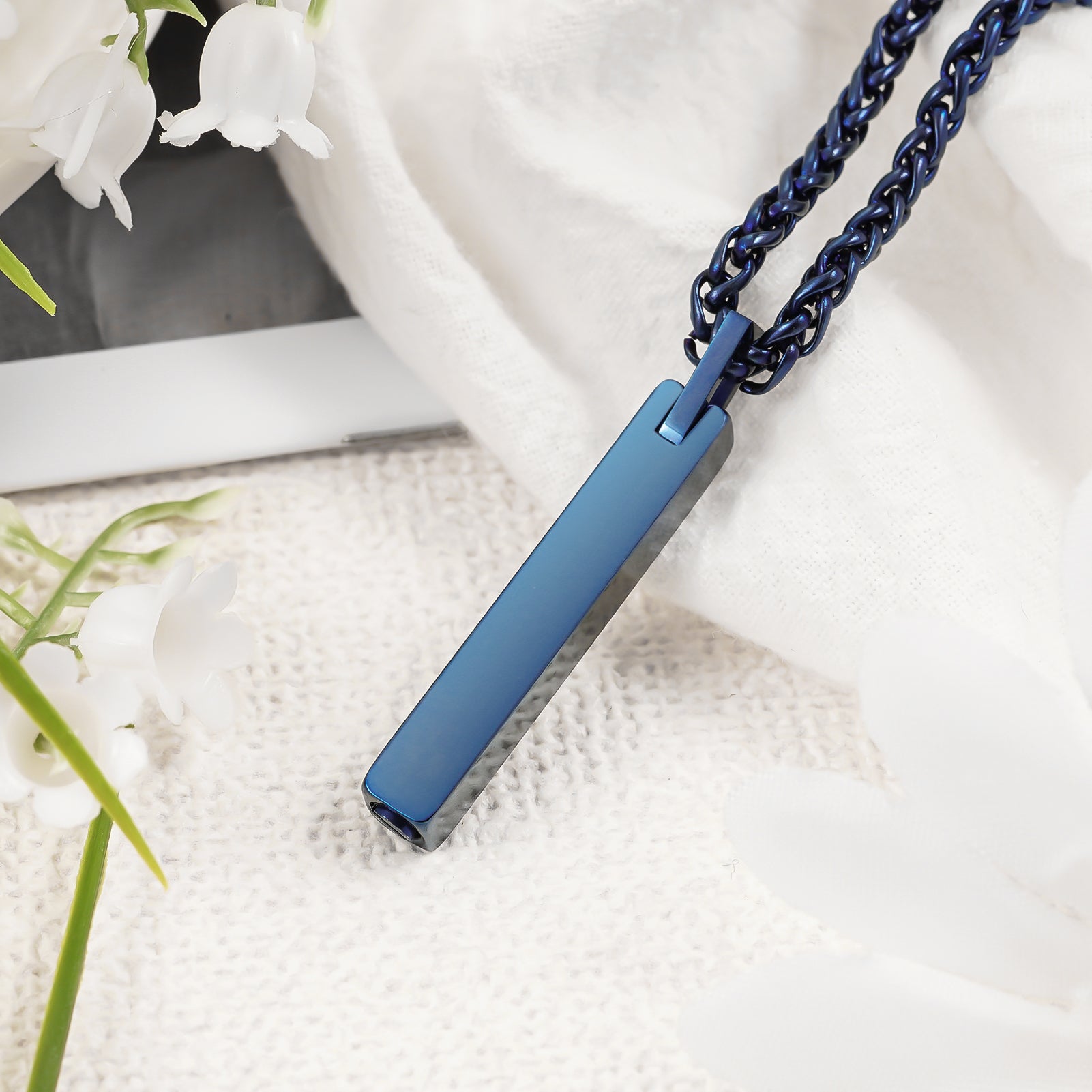 cremation bar necklace, ashes pendant for human