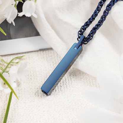 cremation bar necklace, ashes pendant for human