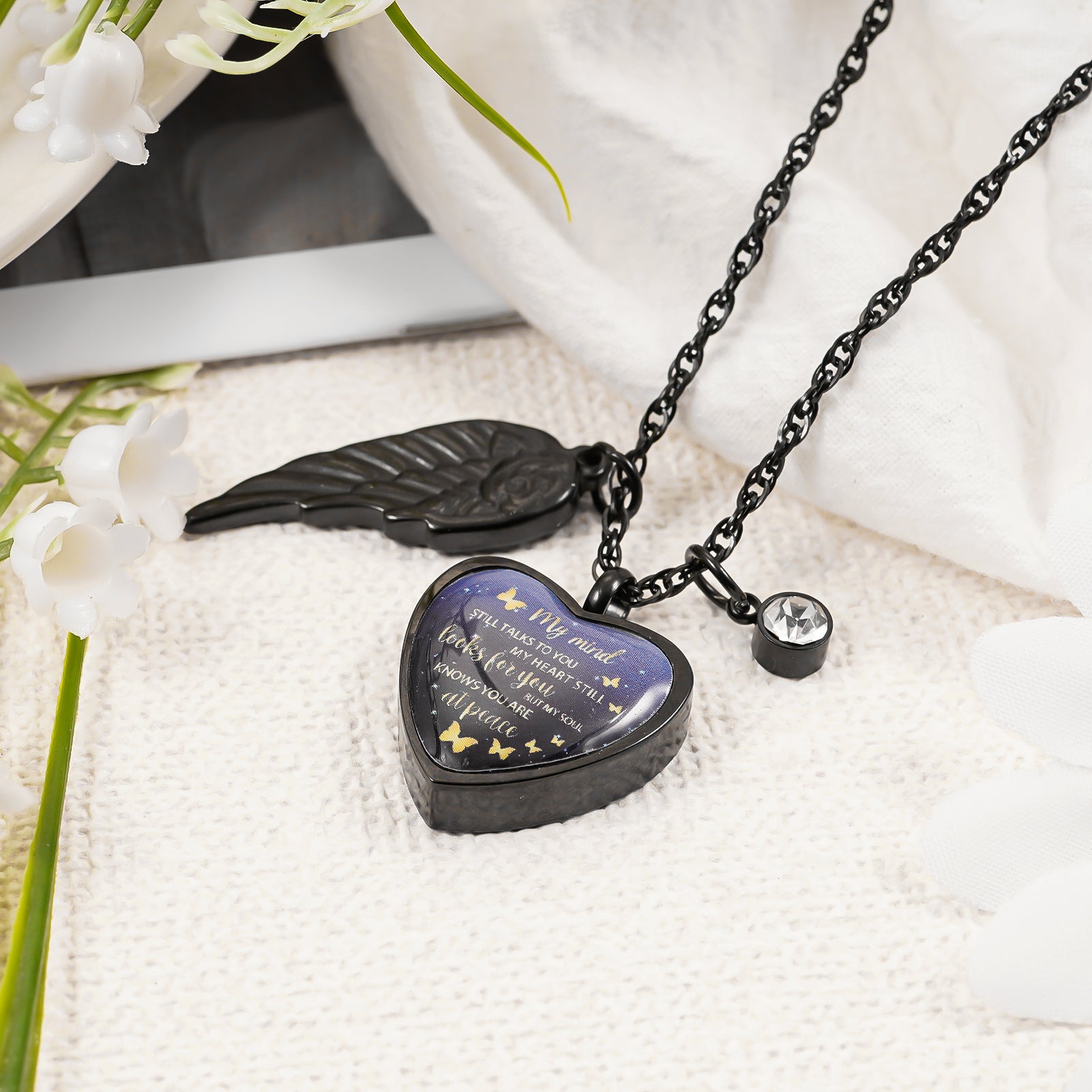 Personalized Heart Urn Necklace with 12 Birthstones, Cremation Jewelry, Customized Memorial Necklace