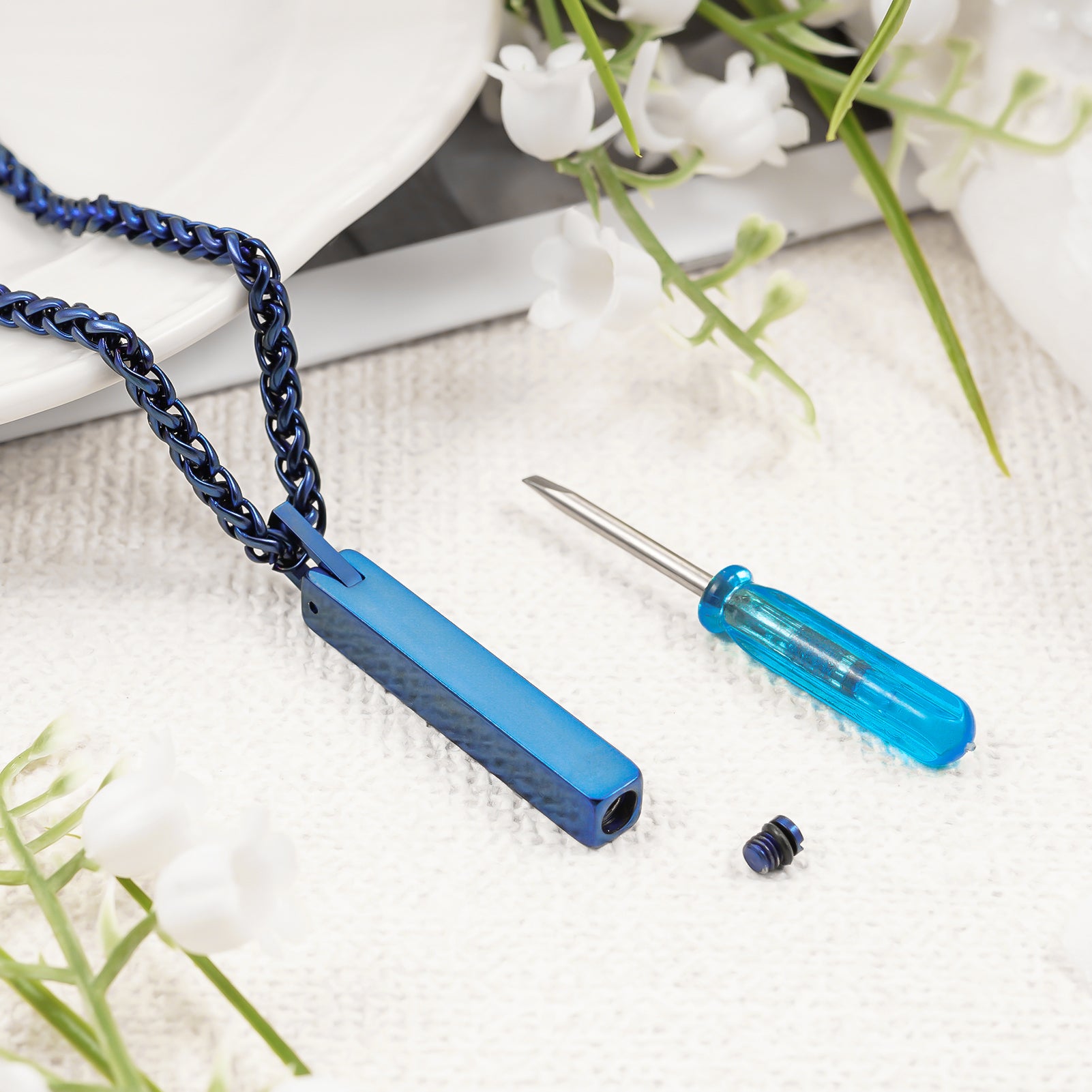 cremation bar necklace, ashes pendant for human