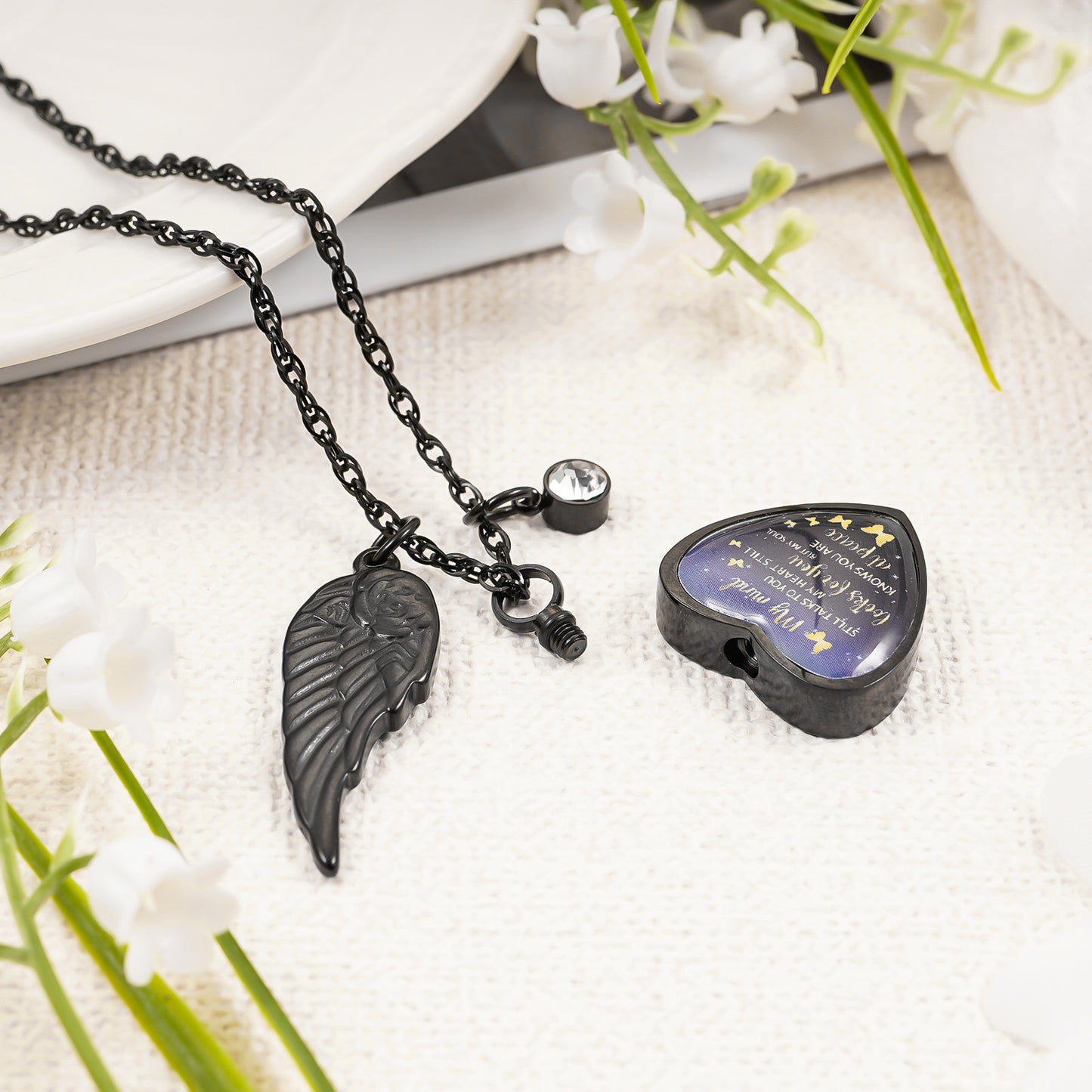 Personalized Heart Urn Necklace with 12 Birthstones, Cremation Jewelry, Customized Memorial Necklace