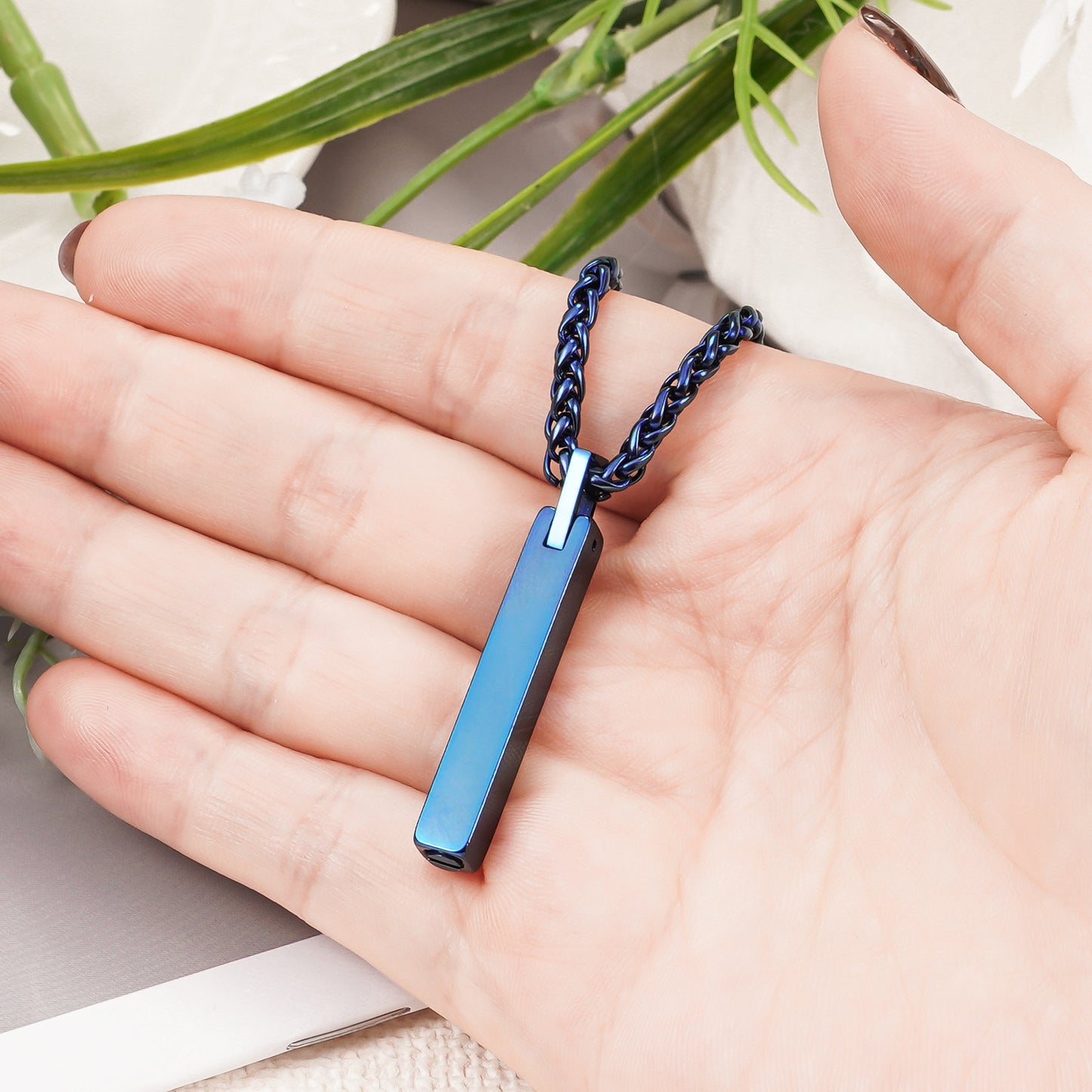 cremation bar necklace, ashes pendant for human