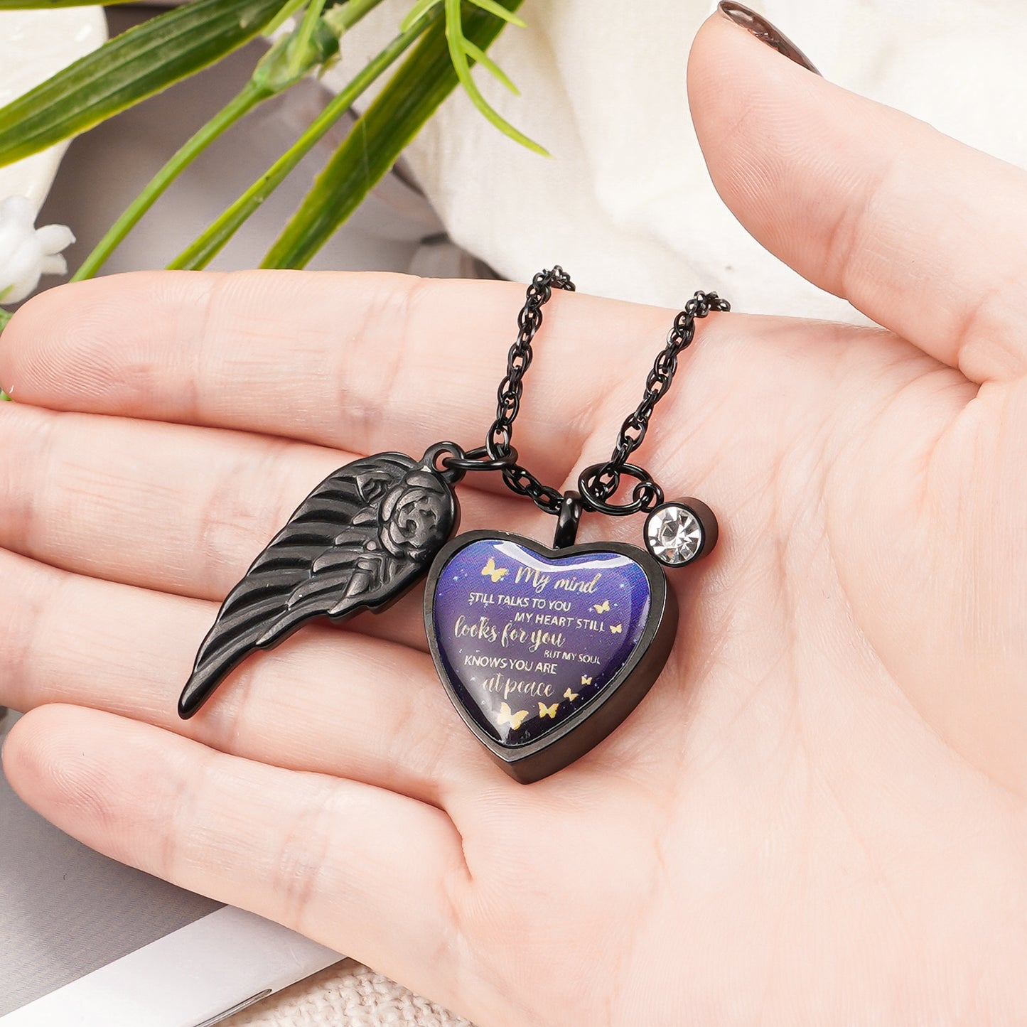 Personalized Heart Urn Necklace with 12 Birthstones, Cremation Jewelry, Customized Memorial Necklace